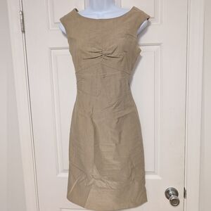 Teenflo Sleeveless Linen Midi Dress Size 4 Beige/Tan